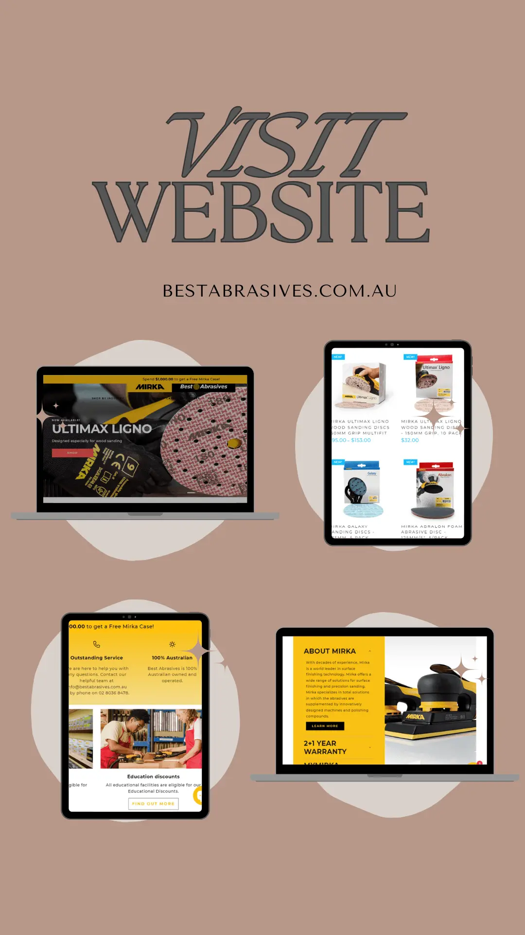 Best Abrasives website shown on desktop and mobile, built with Shopify