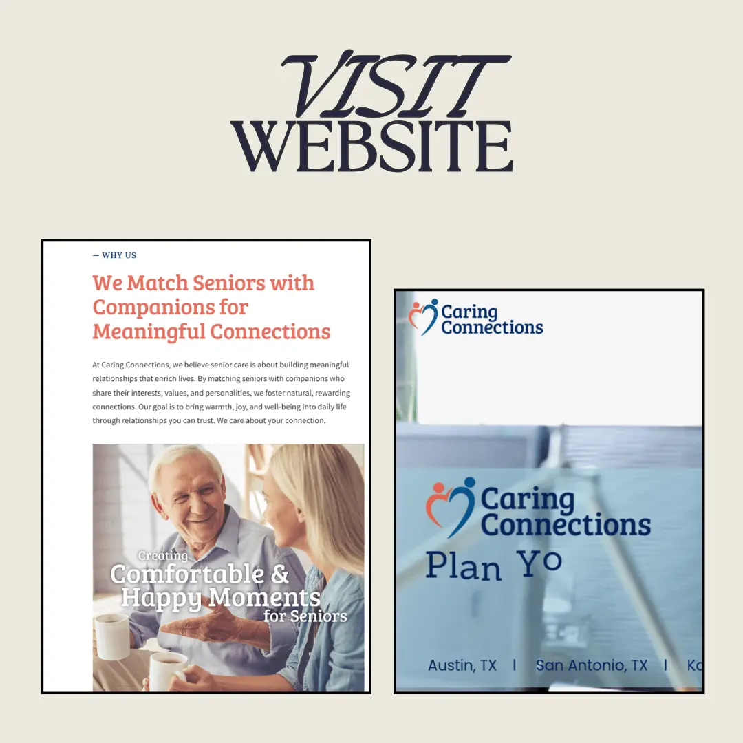Caring Connections website shown on desktop and mobile, built with WordPress