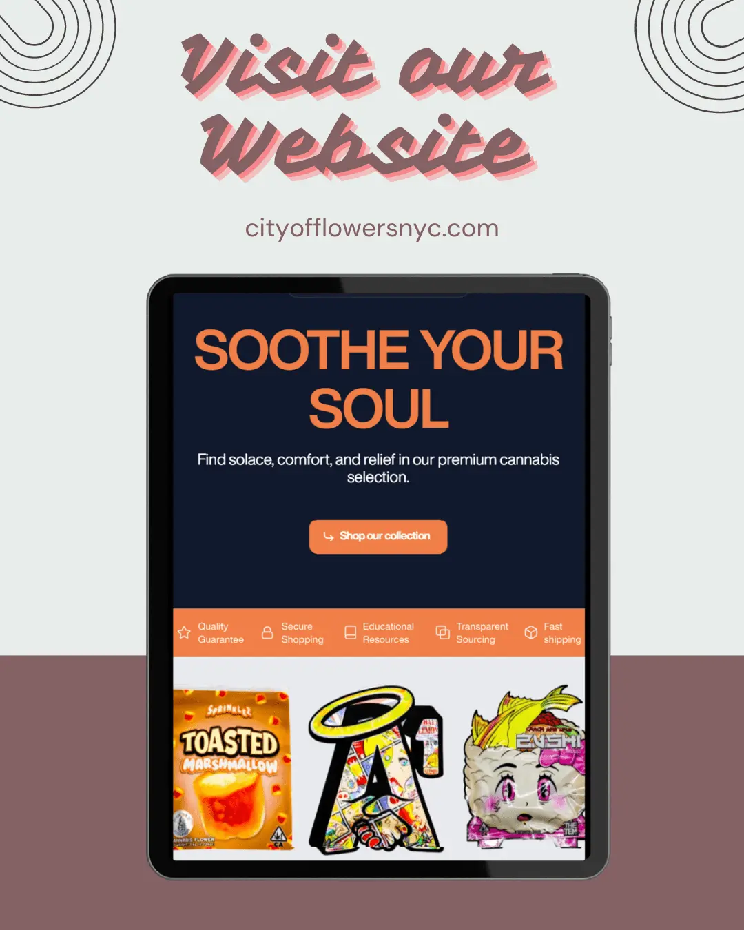 City of Flowers NYC website shown on desktop and mobile, built with WordPress