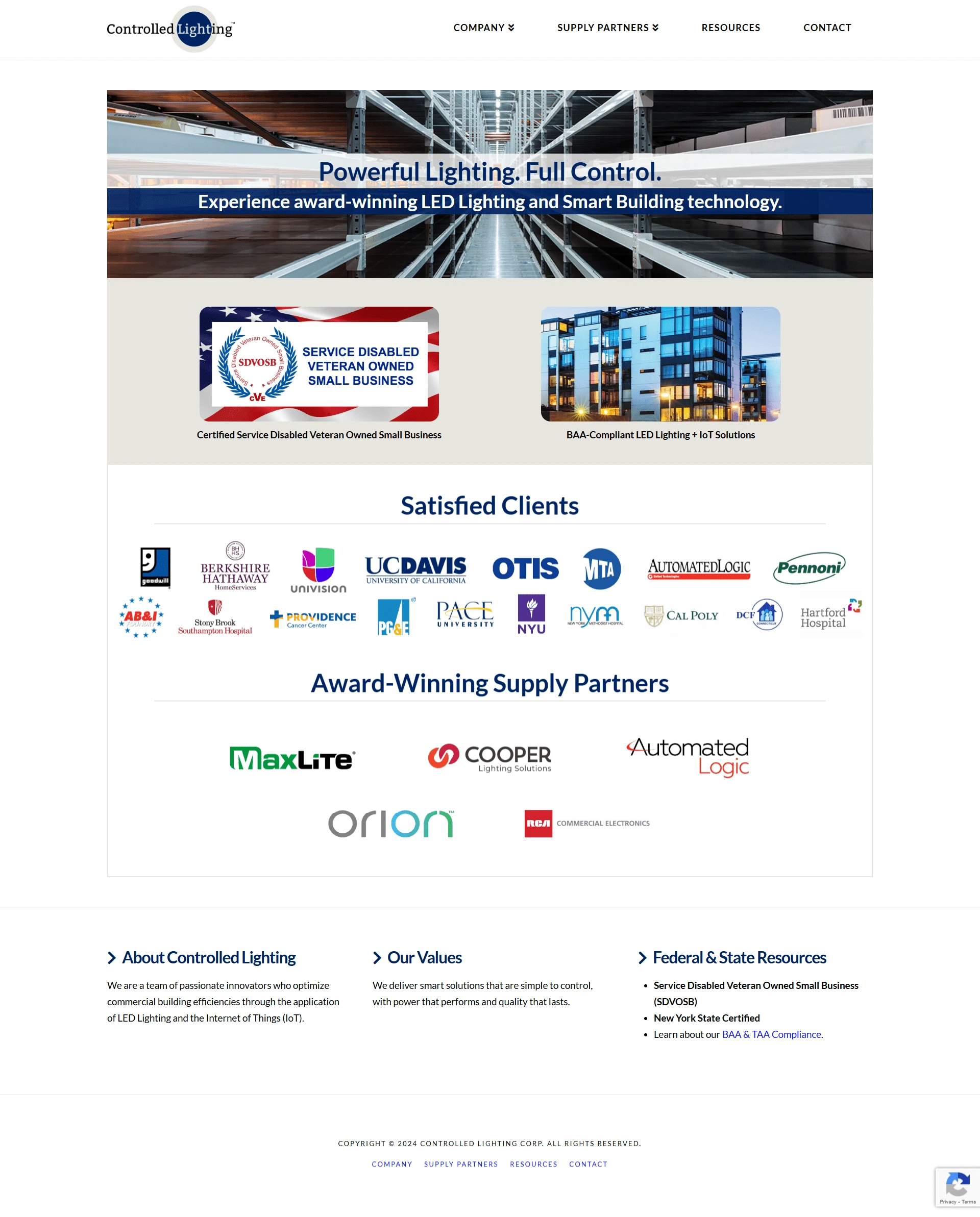 Controlled Lighting website shown on desktop and mobile, built with Hugo