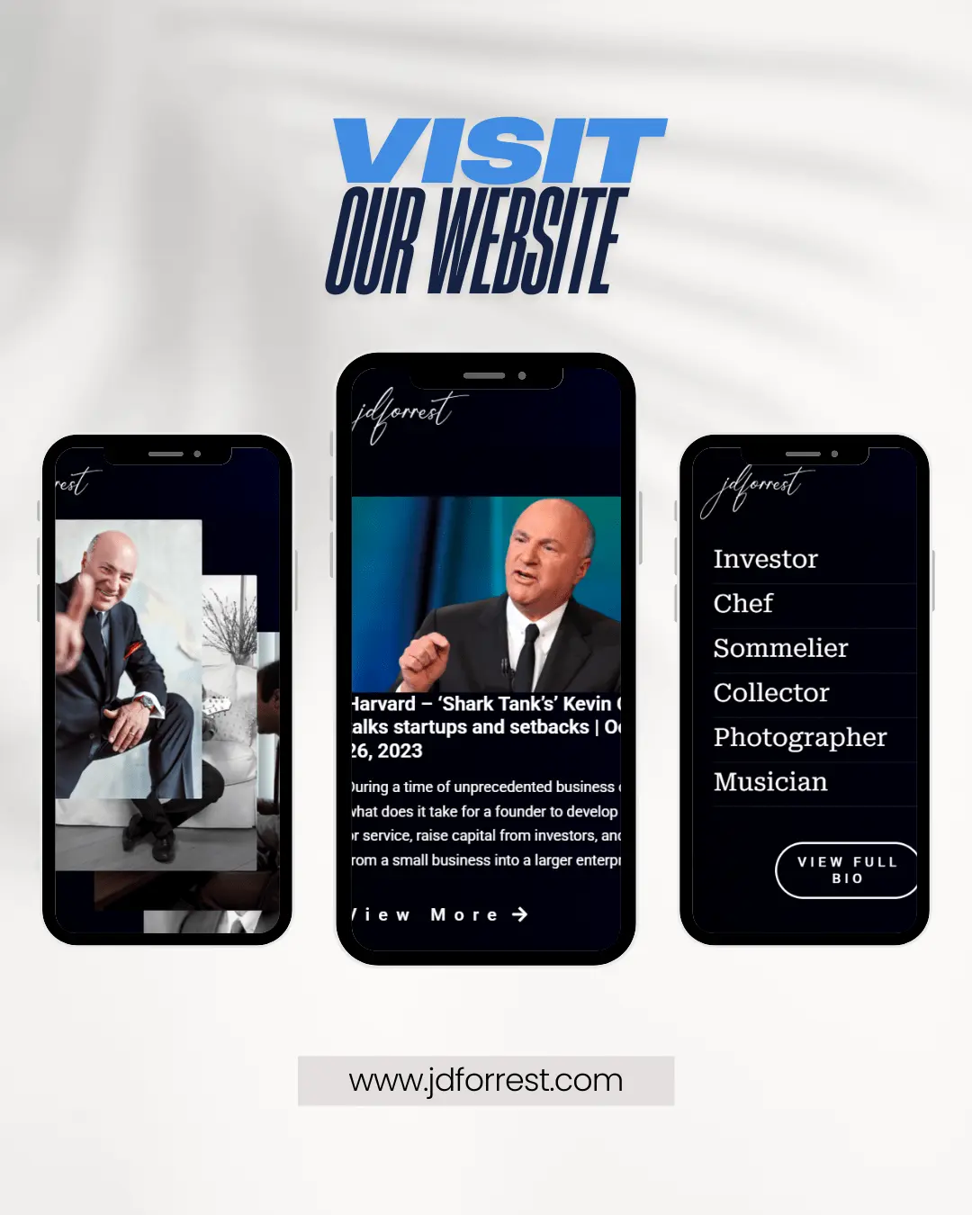 JD Forrest website shown on desktop and mobile, built with WordPress