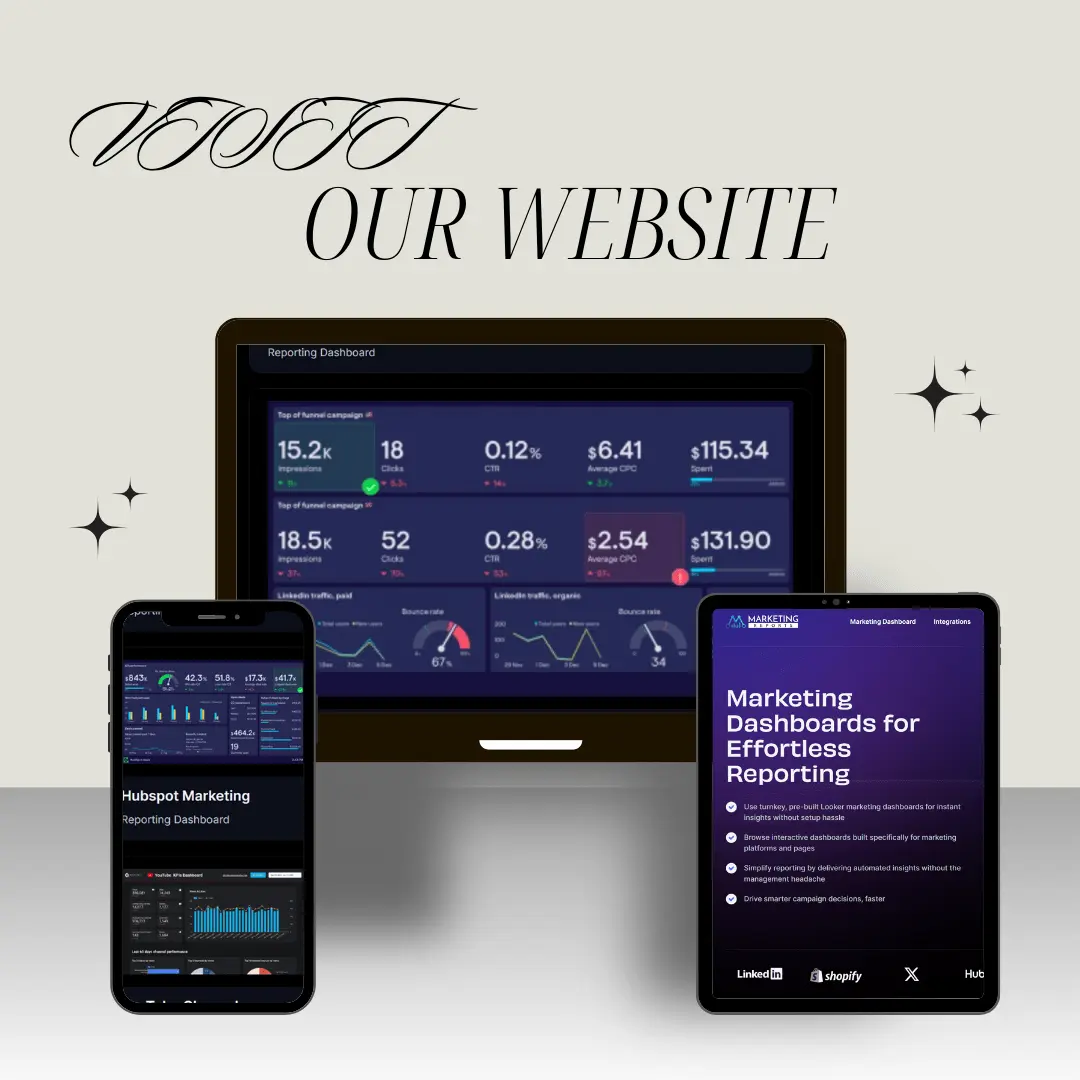 Marketing Dashboard website shown on desktop and mobile, built with Hugo
