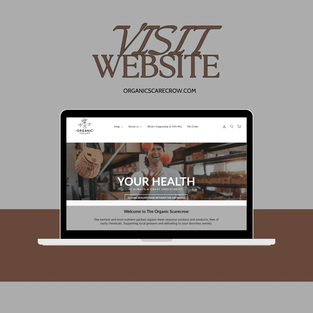 Organic Scarecrow website shown on desktop and mobile, built with Shopify